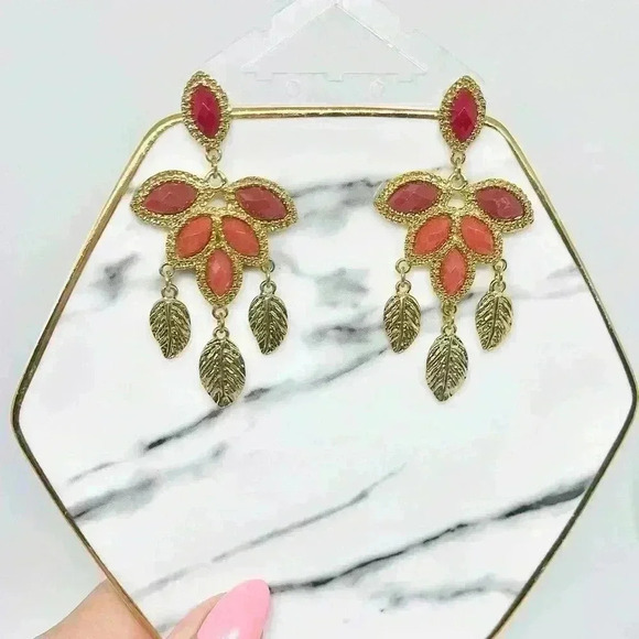 Dashing Dangling Statement Earrings in Red - Picture 2 of 4